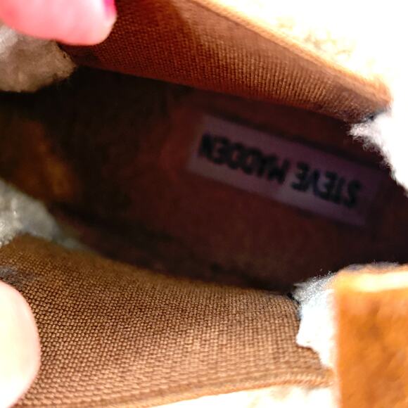 Steve Madden Leopold Boots 9 NWOT Brown Suede Ankle Booties Faux Fur - Picture 8 of 9